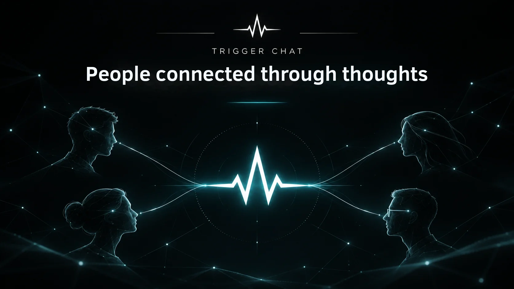 Abstract network connecting people through a glowing TRIGGER pulse